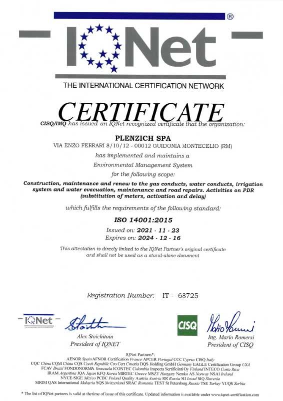 plenzich certificato ISO 14001