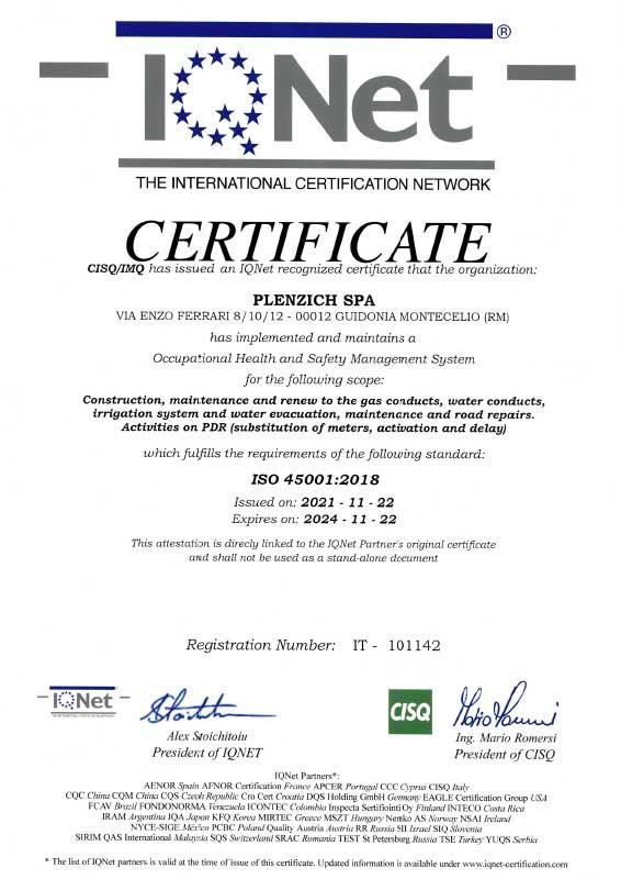 plenzich certificato ISO 45001