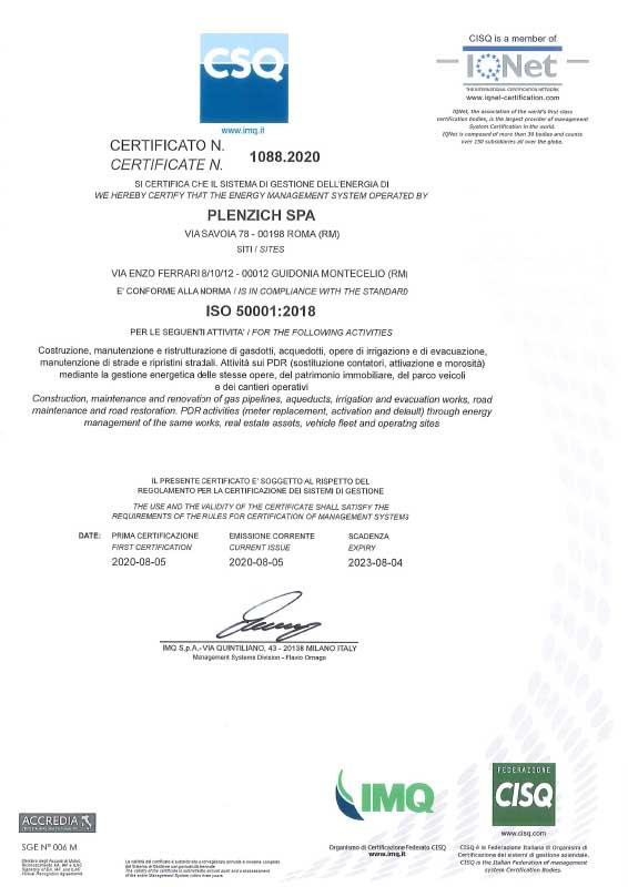 plenzich certificato ISO 50001